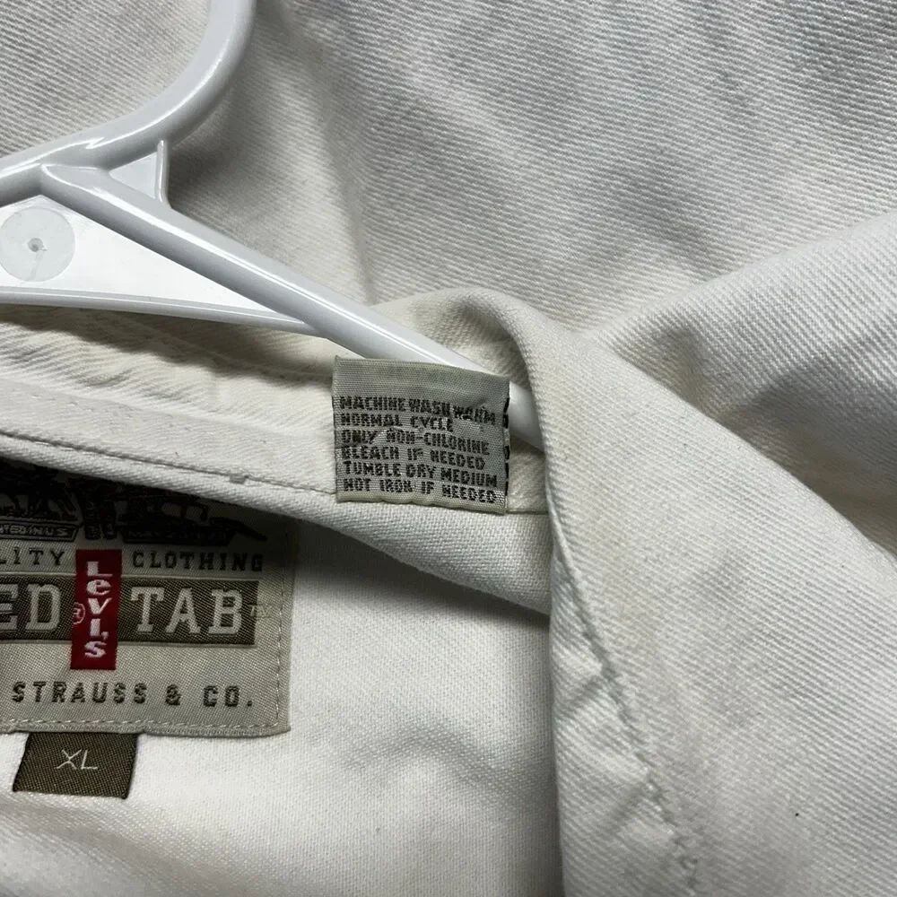 Levi’s Red Tab White Button Front Work Shirt Men’s XL 100% Cotton Long Sleeve